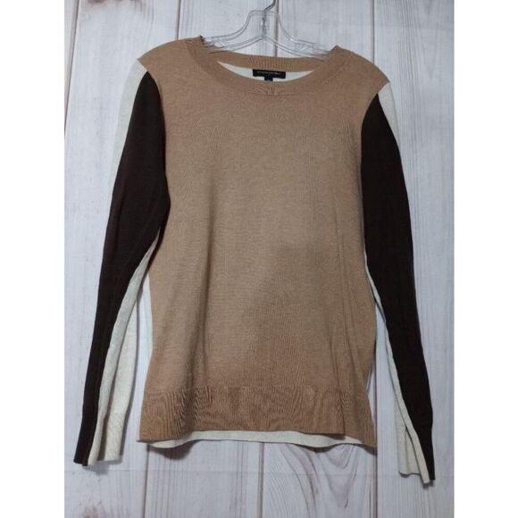 Banana Republic‎ Sweater Ladies Medium Brown Tan Color Block - Picture 1 of 6